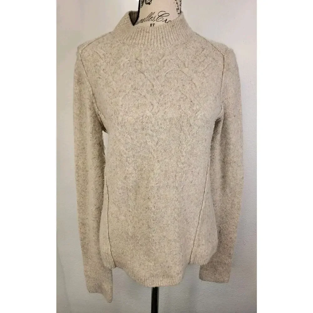 Free People Knit Sweater Long Sleeves Fitted High Neck Ivory Multicolor Specks_2